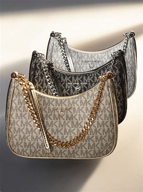 pochette michael kors nera|Jet Set Charm Small Metallic Leather Pochette .